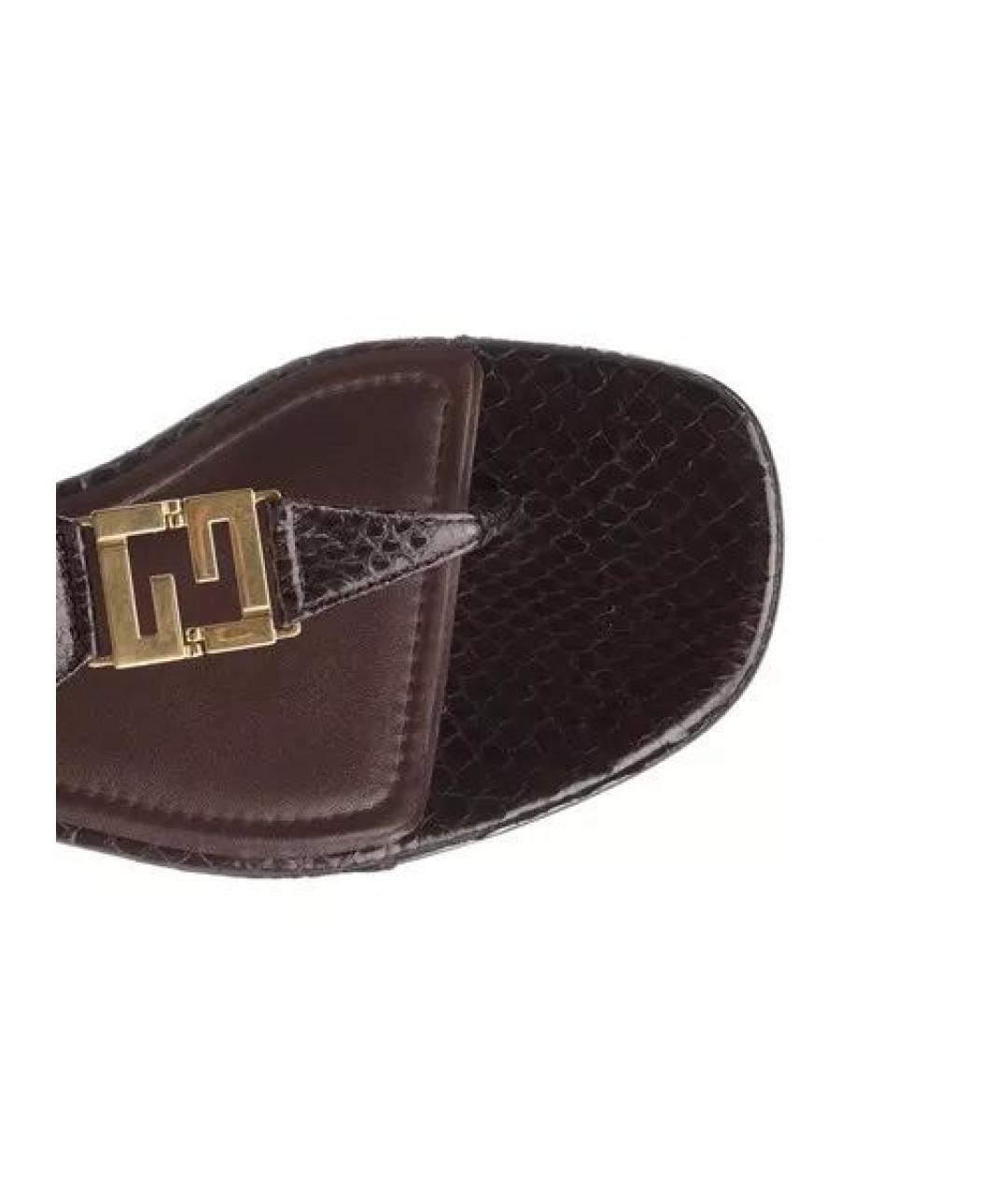 FENDI Фиолетовые кожаные сандалии, фото 4