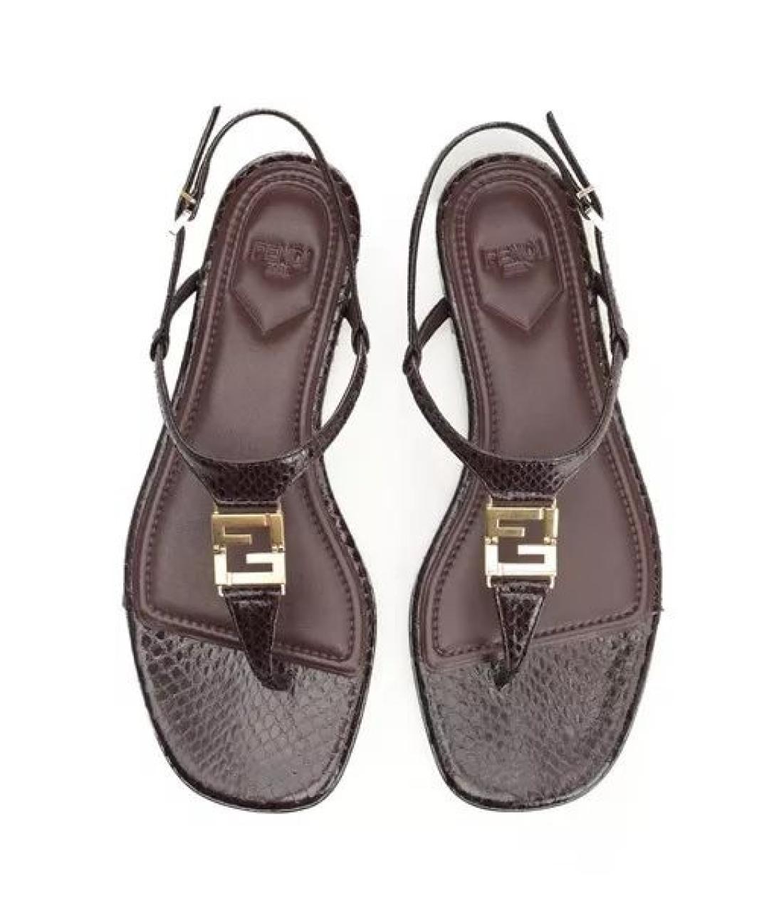 FENDI Фиолетовые кожаные сандалии, фото 5