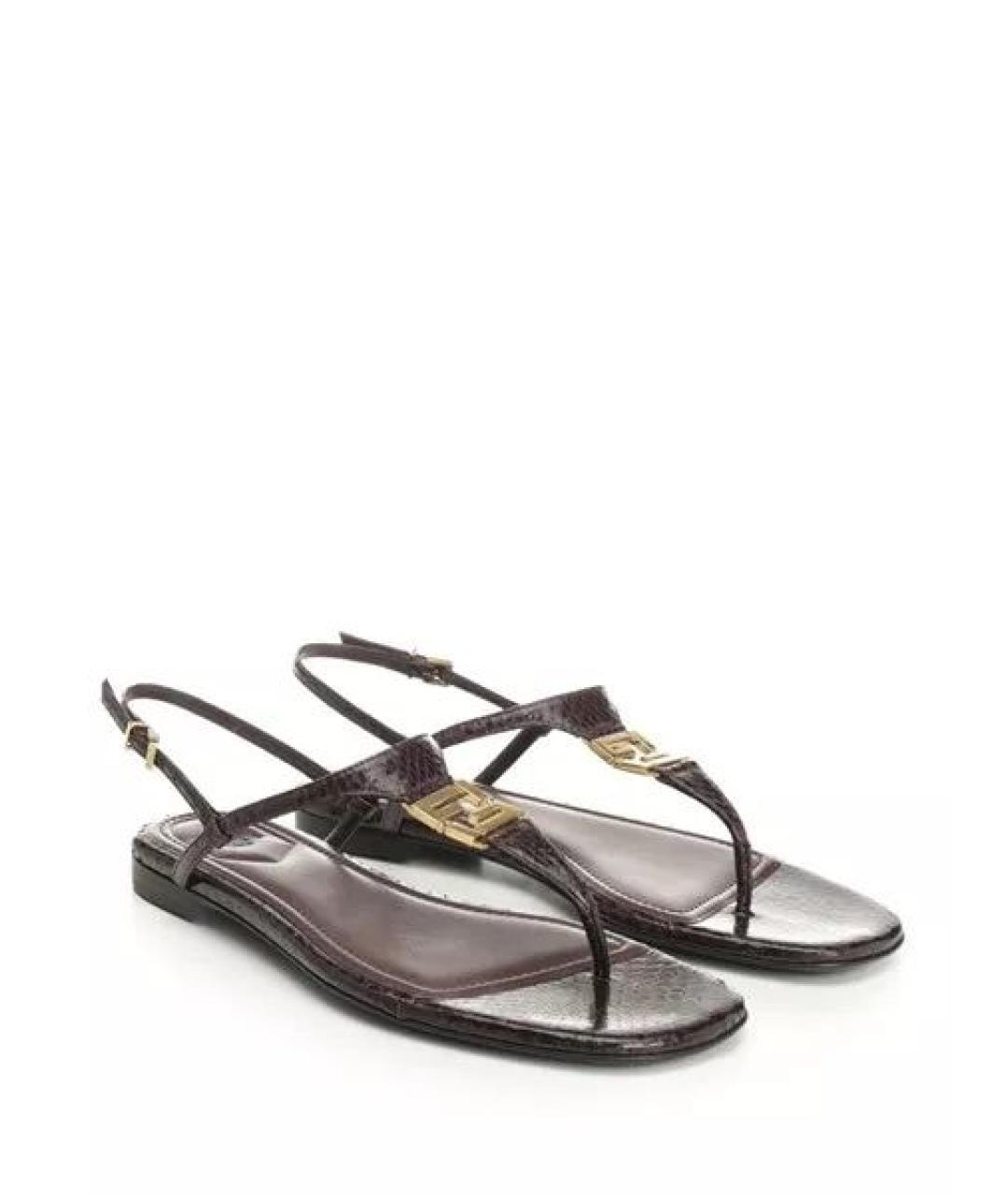 FENDI Фиолетовые кожаные сандалии, фото 2