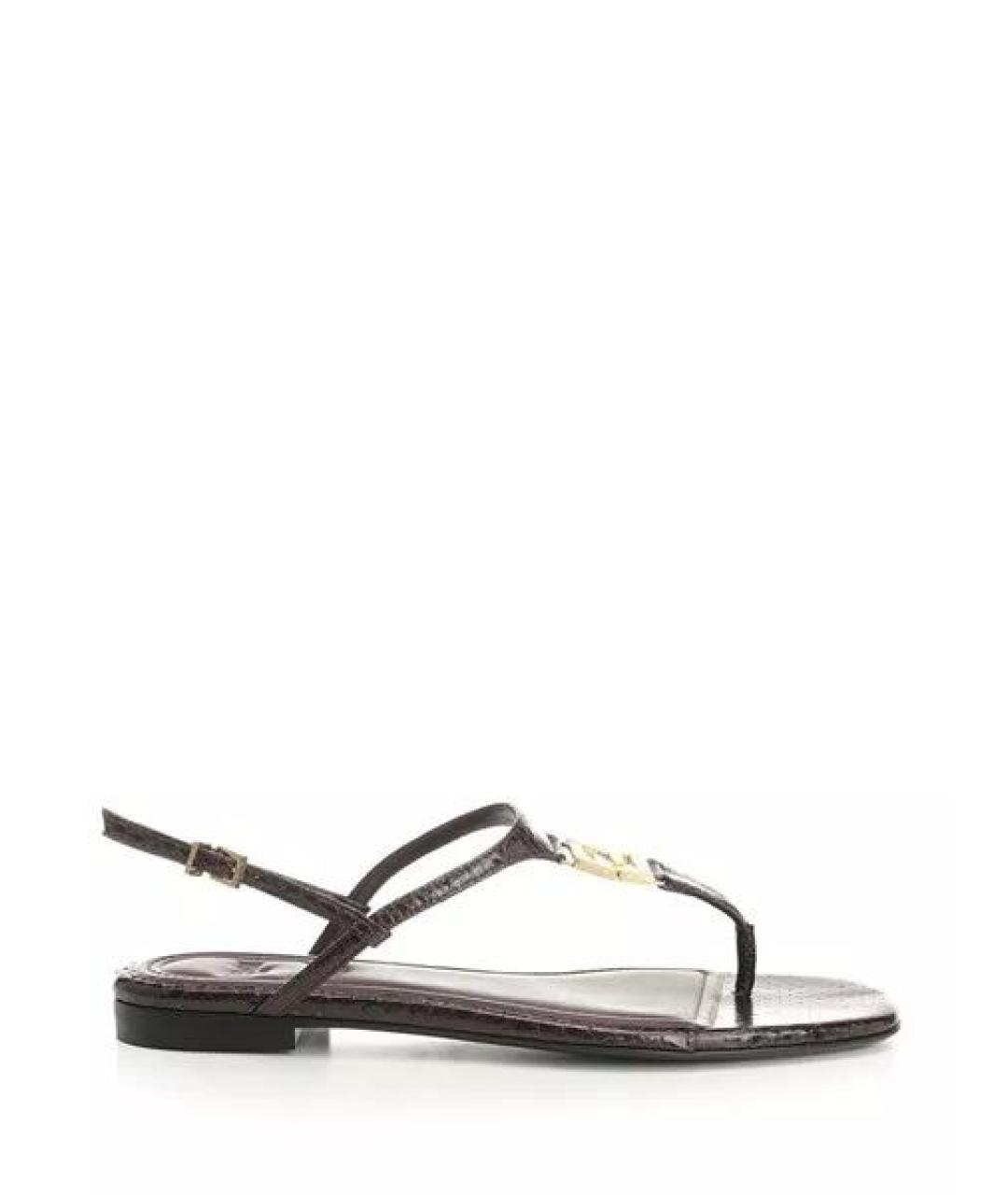 FENDI Фиолетовые кожаные сандалии, фото 1