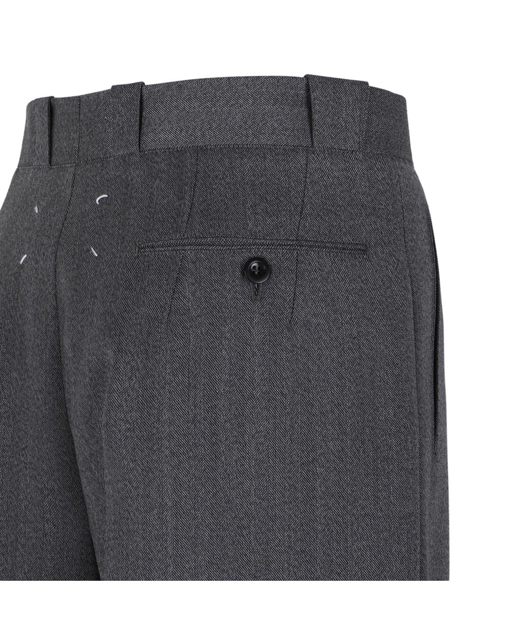 MAISON MARGIELA Серые шерстяные прямые брюки, фото 4