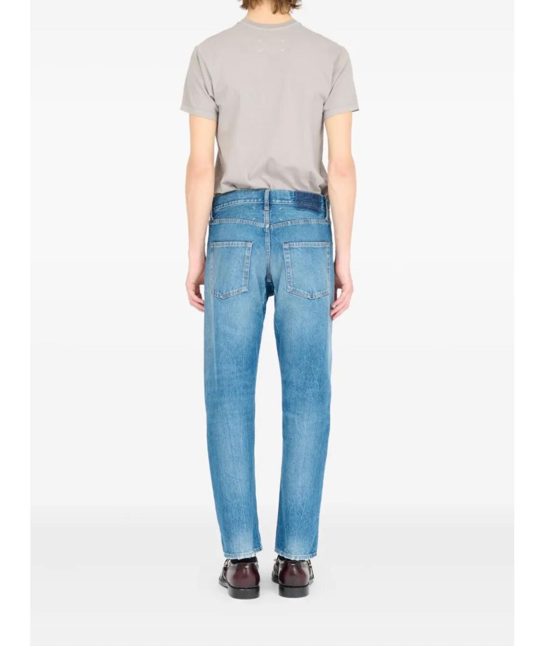 MAISON MARGIELA Голубые хлопковые прямые джинсы, фото 3