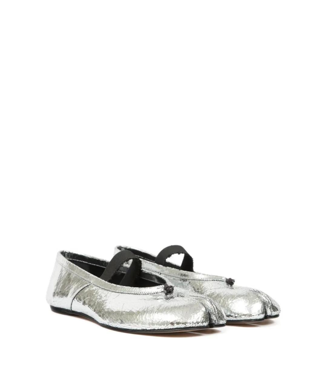 MAISON MARGIELA Серебряные кожаные балетки, фото 2