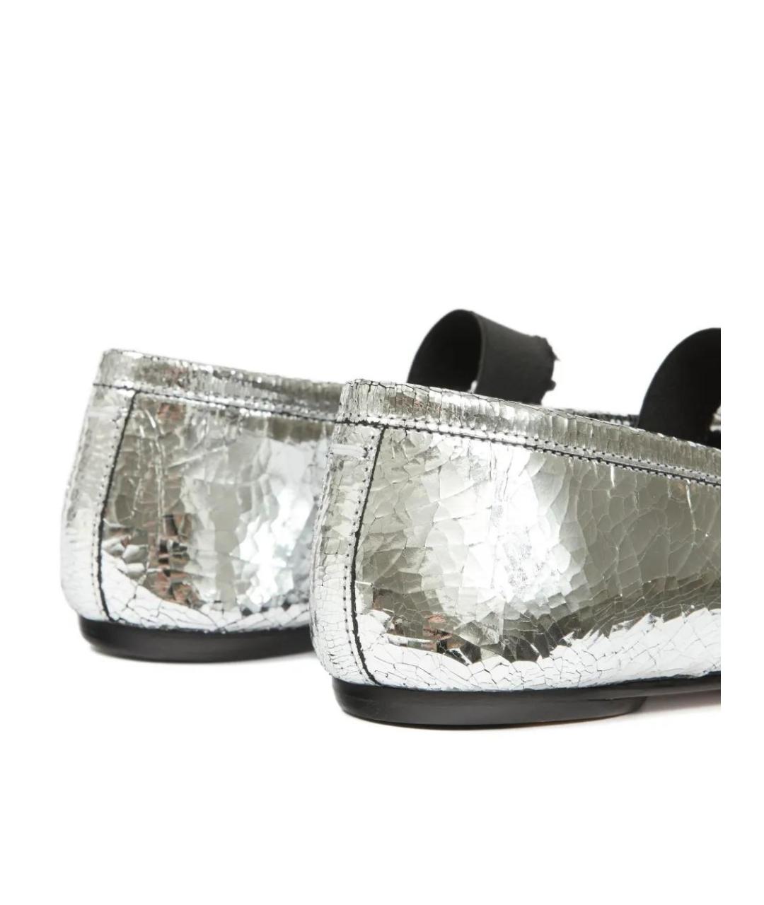 MAISON MARGIELA Серебряные кожаные балетки, фото 4