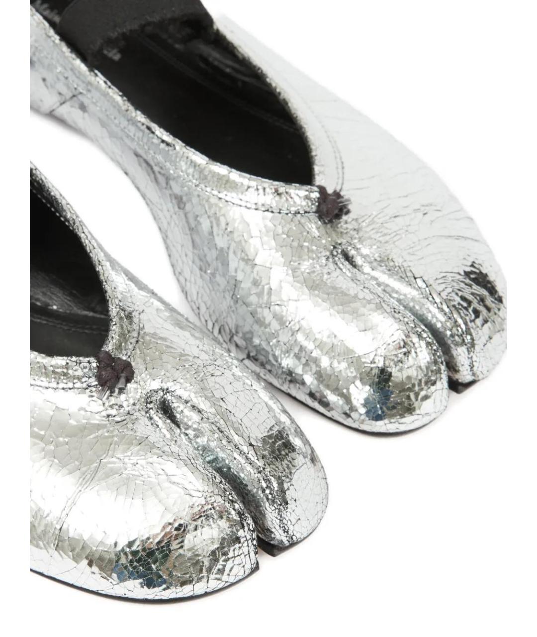 MAISON MARGIELA Серебряные кожаные балетки, фото 5