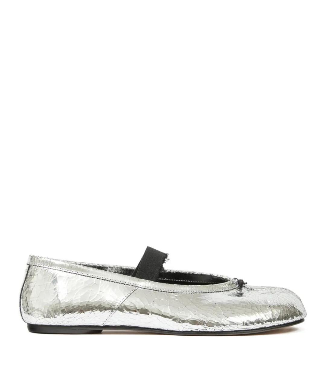 MAISON MARGIELA Серебряные кожаные балетки, фото 1