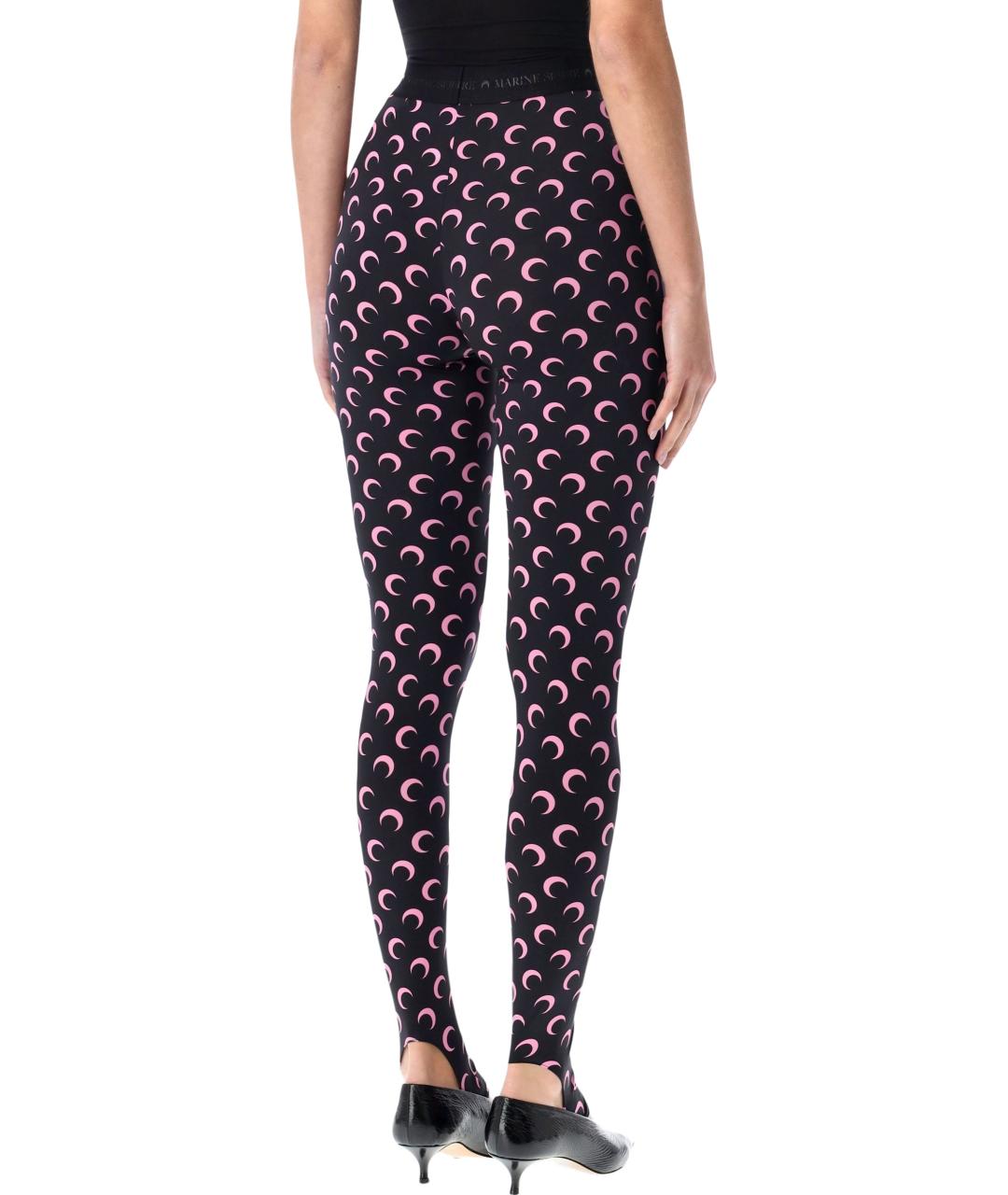 MARINE SERRE Черные полиамидовые леггинсы и велосипедки, фото 3