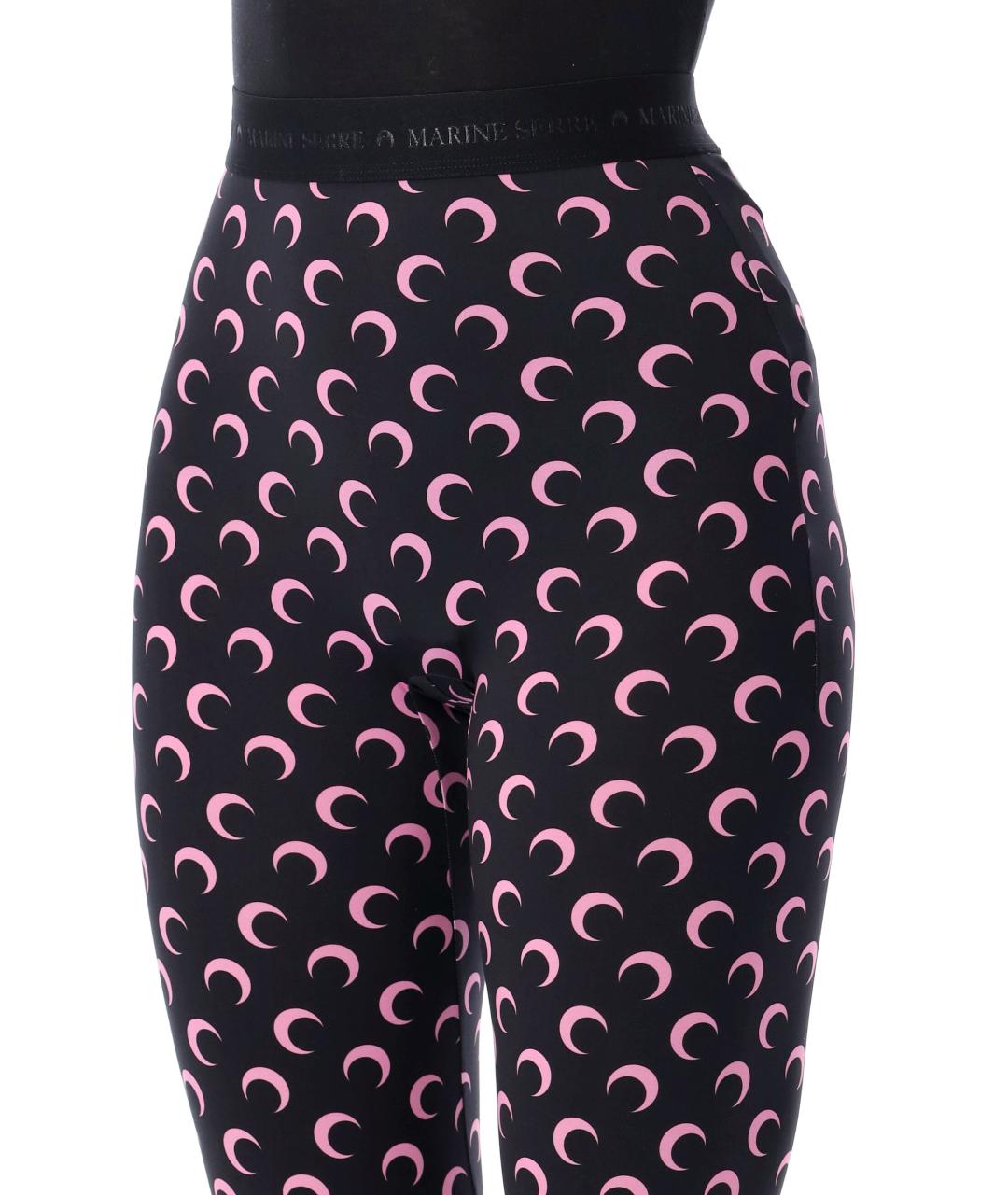 MARINE SERRE Черные полиамидовые леггинсы и велосипедки, фото 4