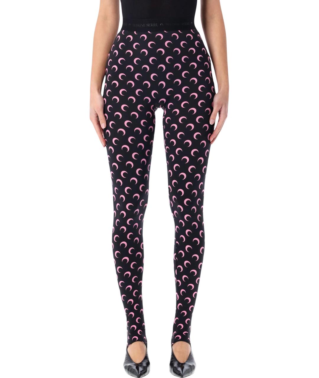 MARINE SERRE Черные полиамидовые леггинсы и велосипедки, фото 2
