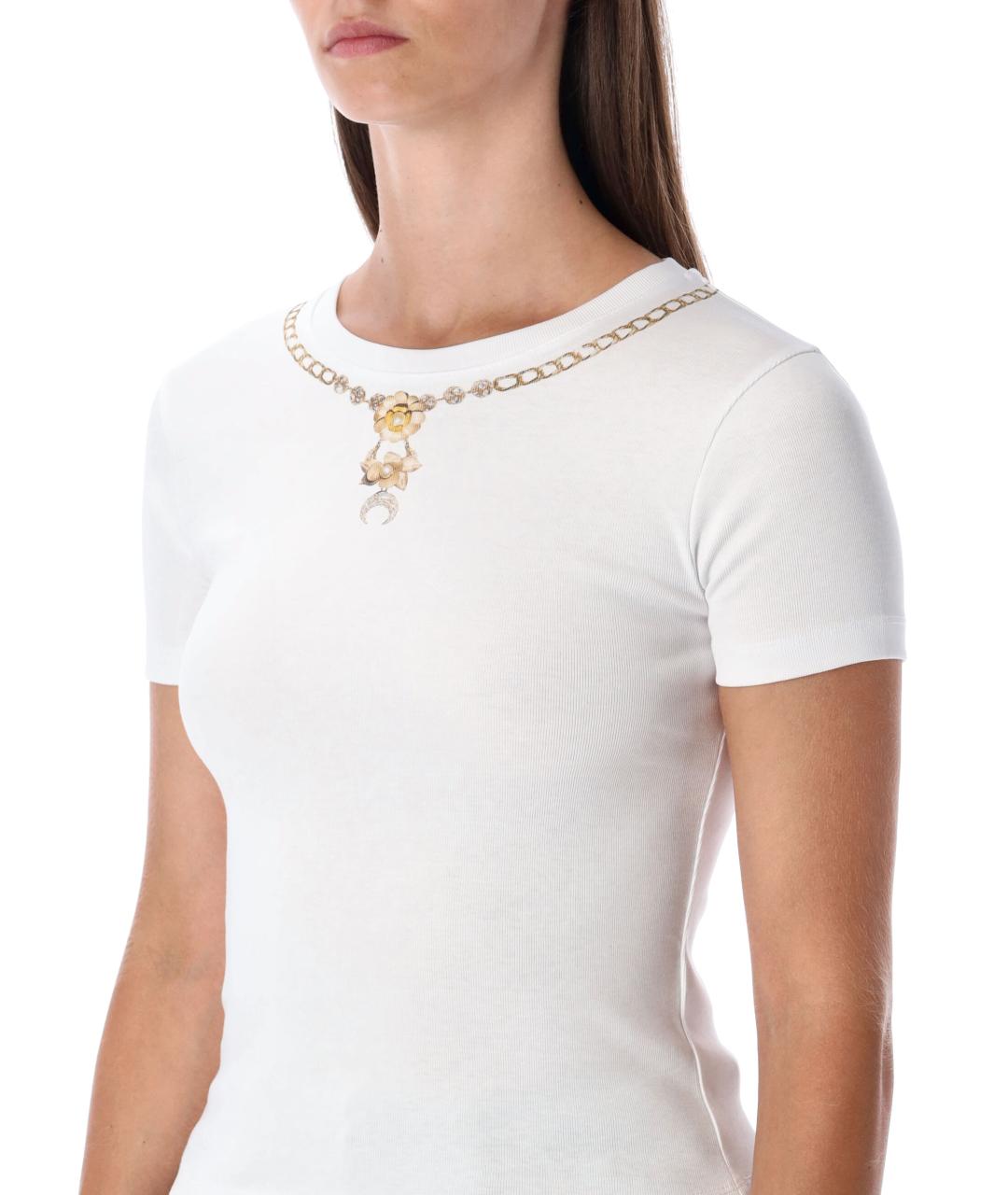 MARINE SERRE Белая хлопковая футболка, фото 3