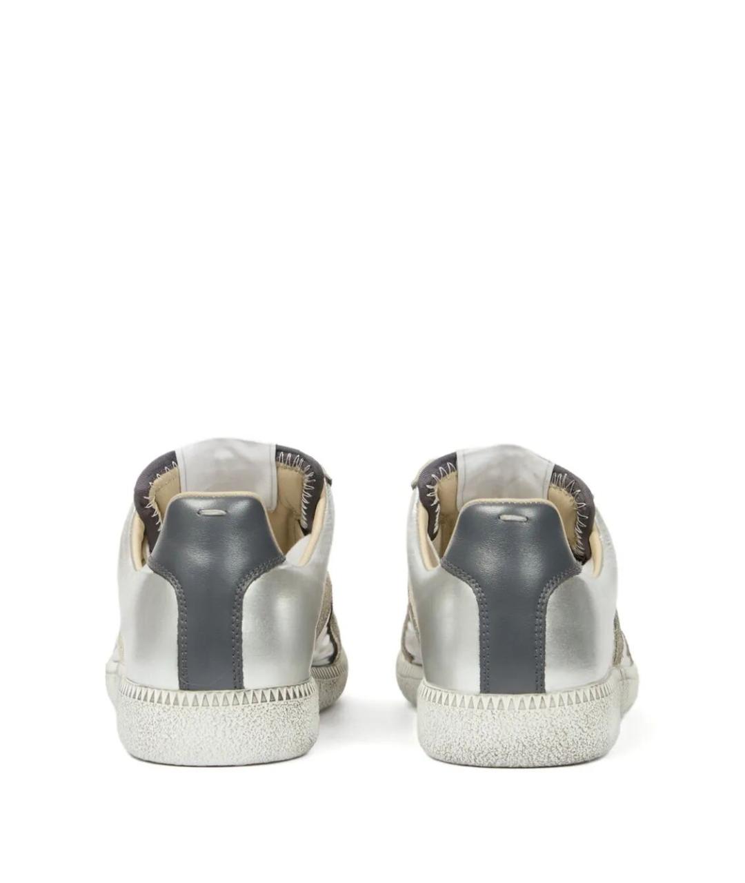MAISON MARGIELA Серебряные текстильные кроссовки, фото 4