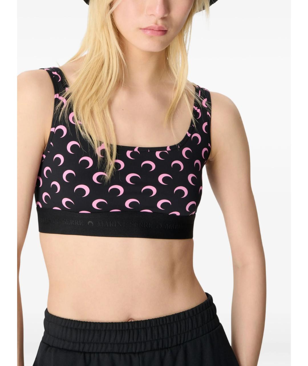 MARINE SERRE Черная полиамидовая майка, фото 3