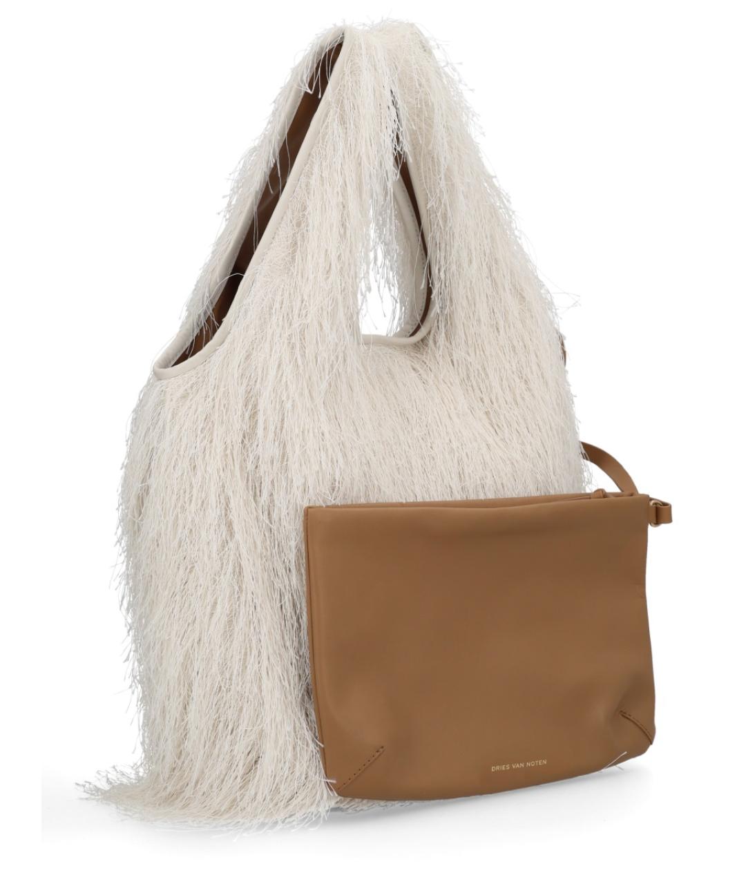 DRIES VAN NOTEN Белая синтетическая сумка тоут, фото 3