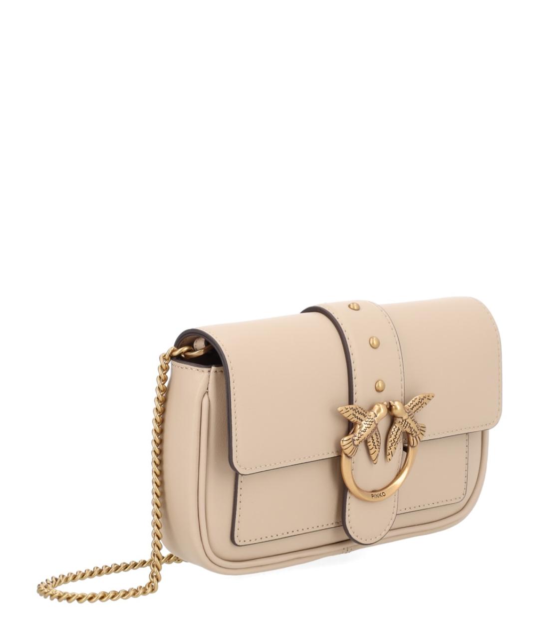 PINKO Бежевая кожаная сумка через плечо, фото 2