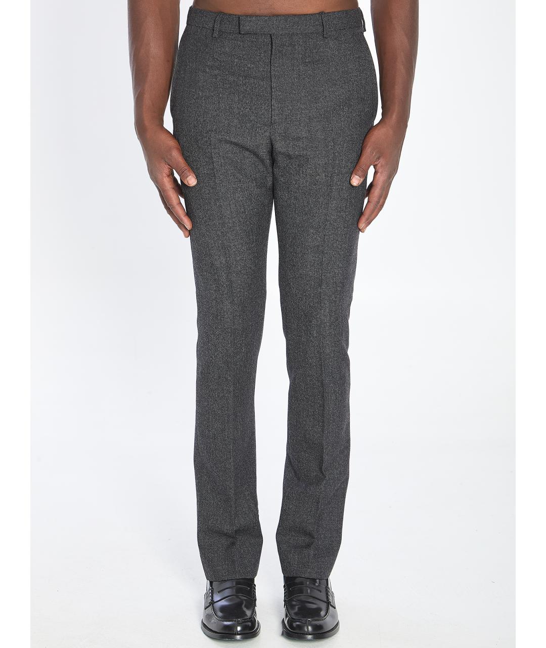 GUCCI Серые шерстяные повседневные брюки, фото 6