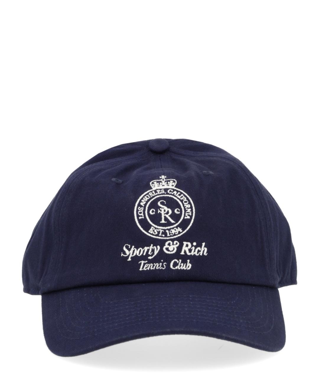 SPORTY AND RICH Темно-синяя хлопковая кепка, фото 2