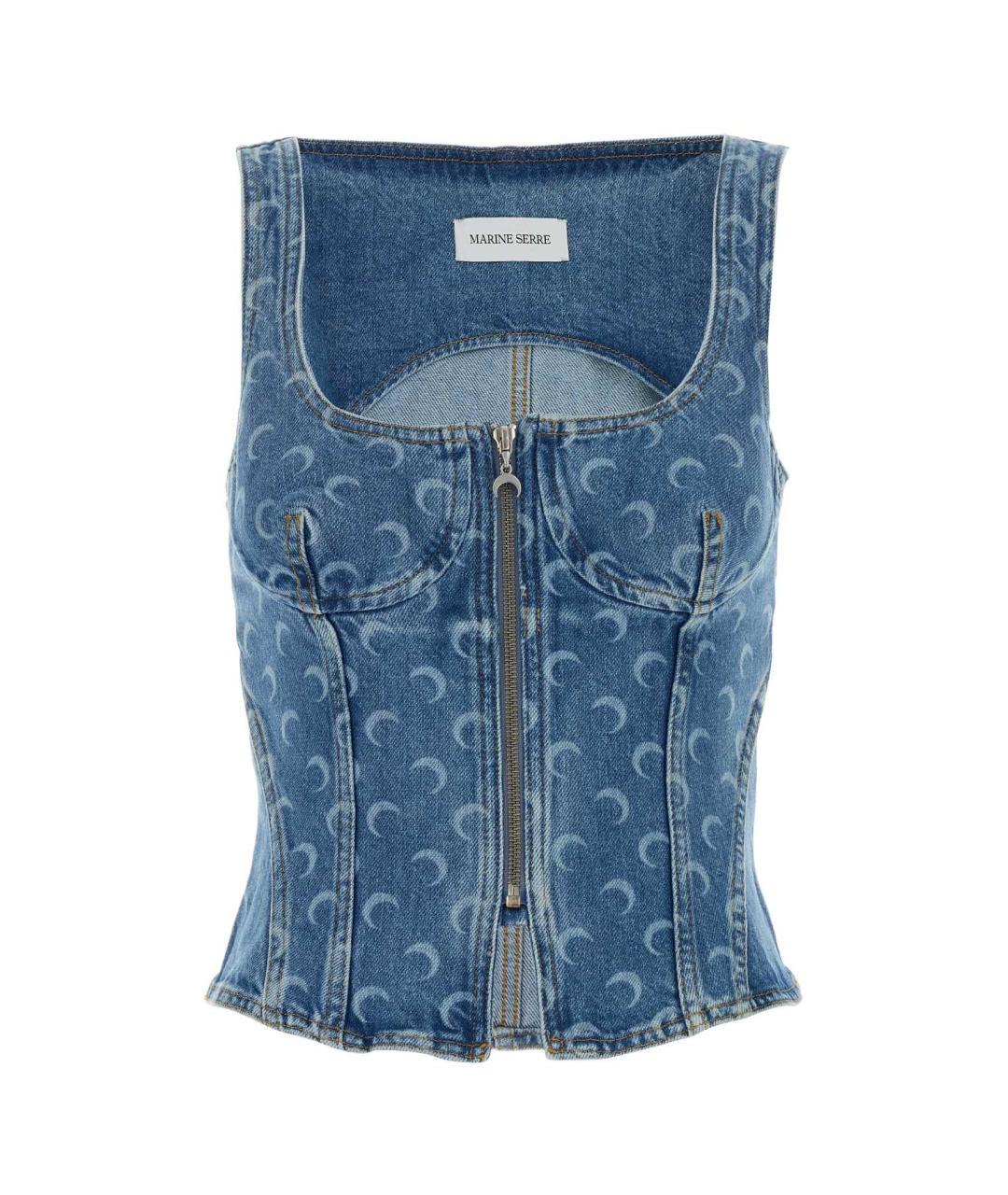 MARINE SERRE Синяя хлопковая майка, фото 1