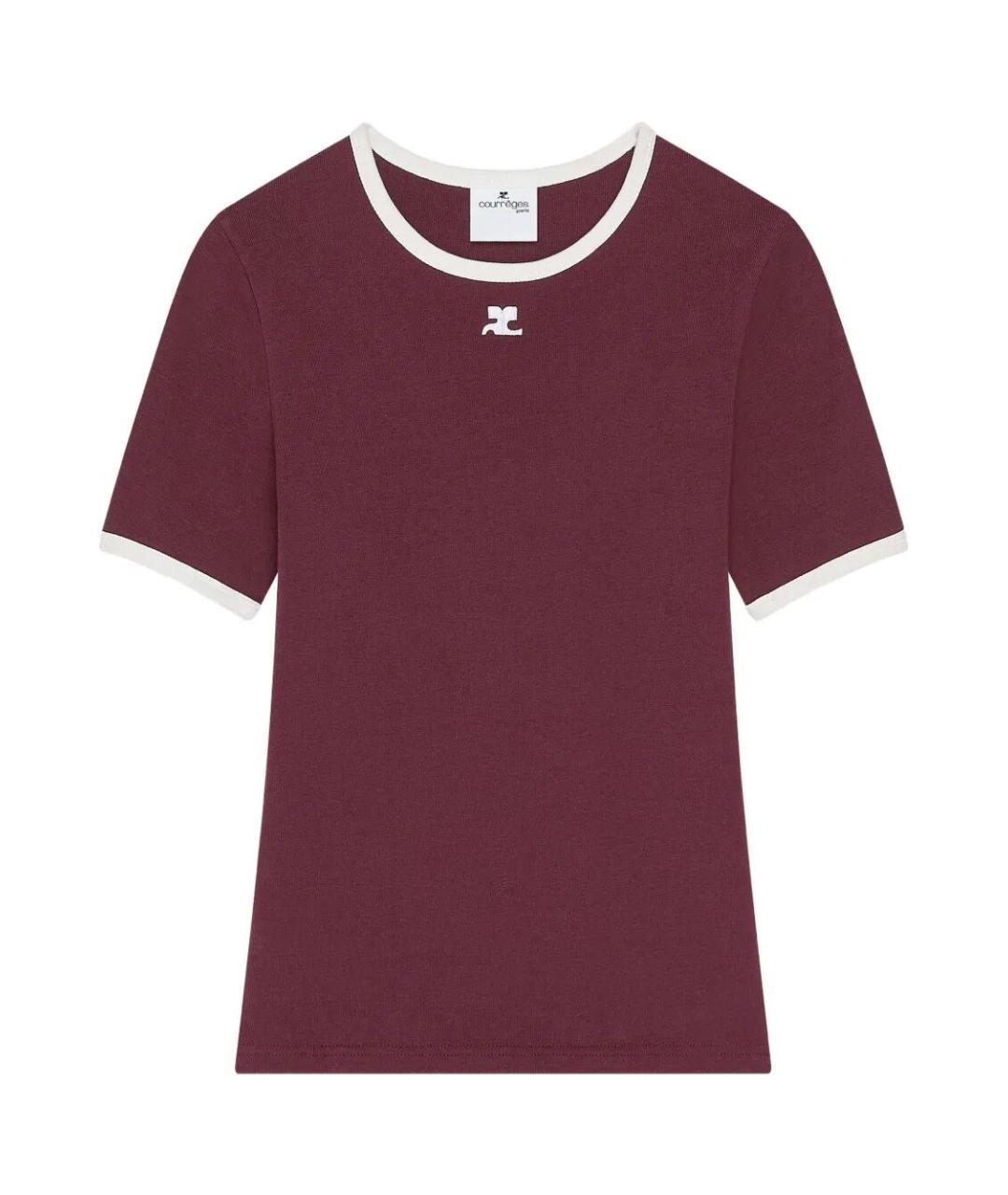 COURREGES Бордовая хлопковая футболка, фото 1