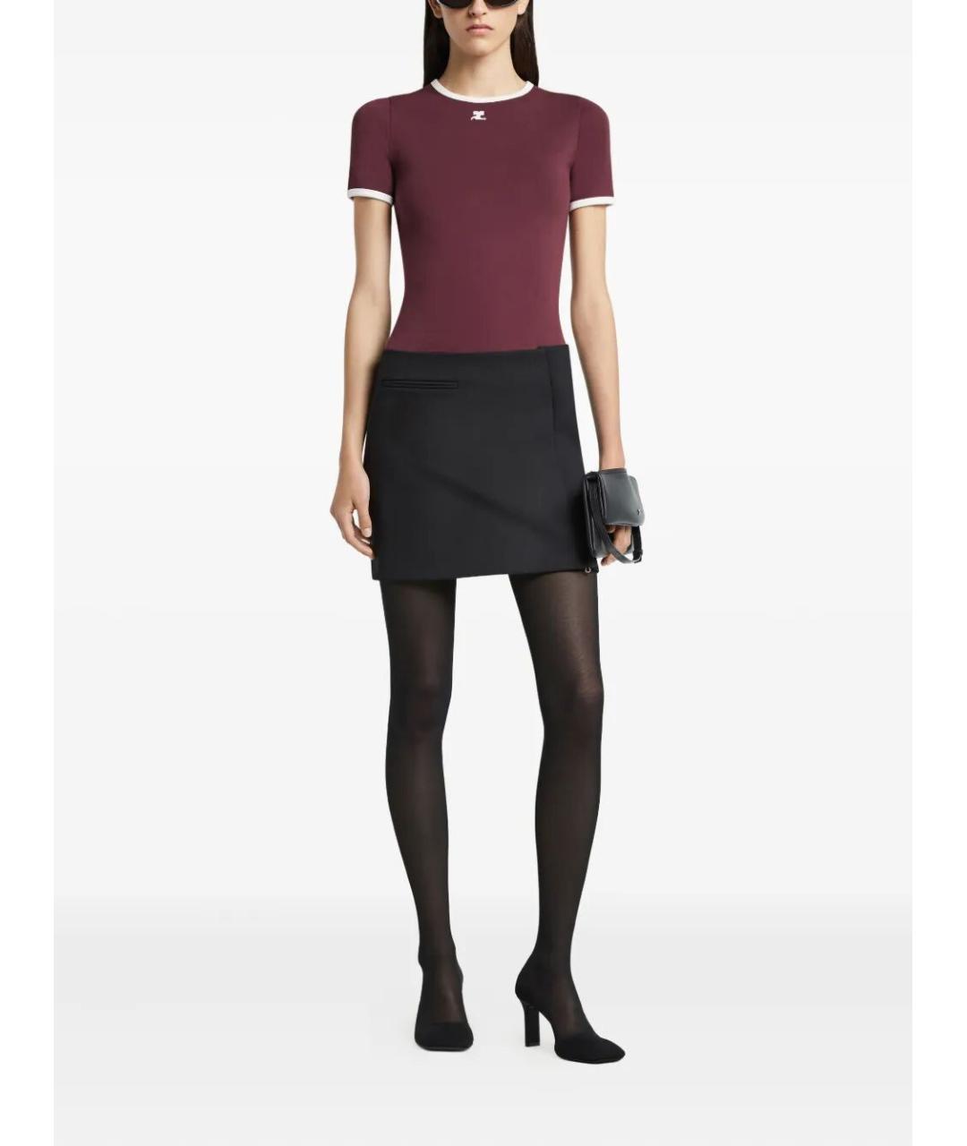 COURREGES Бордовая хлопковая футболка, фото 2