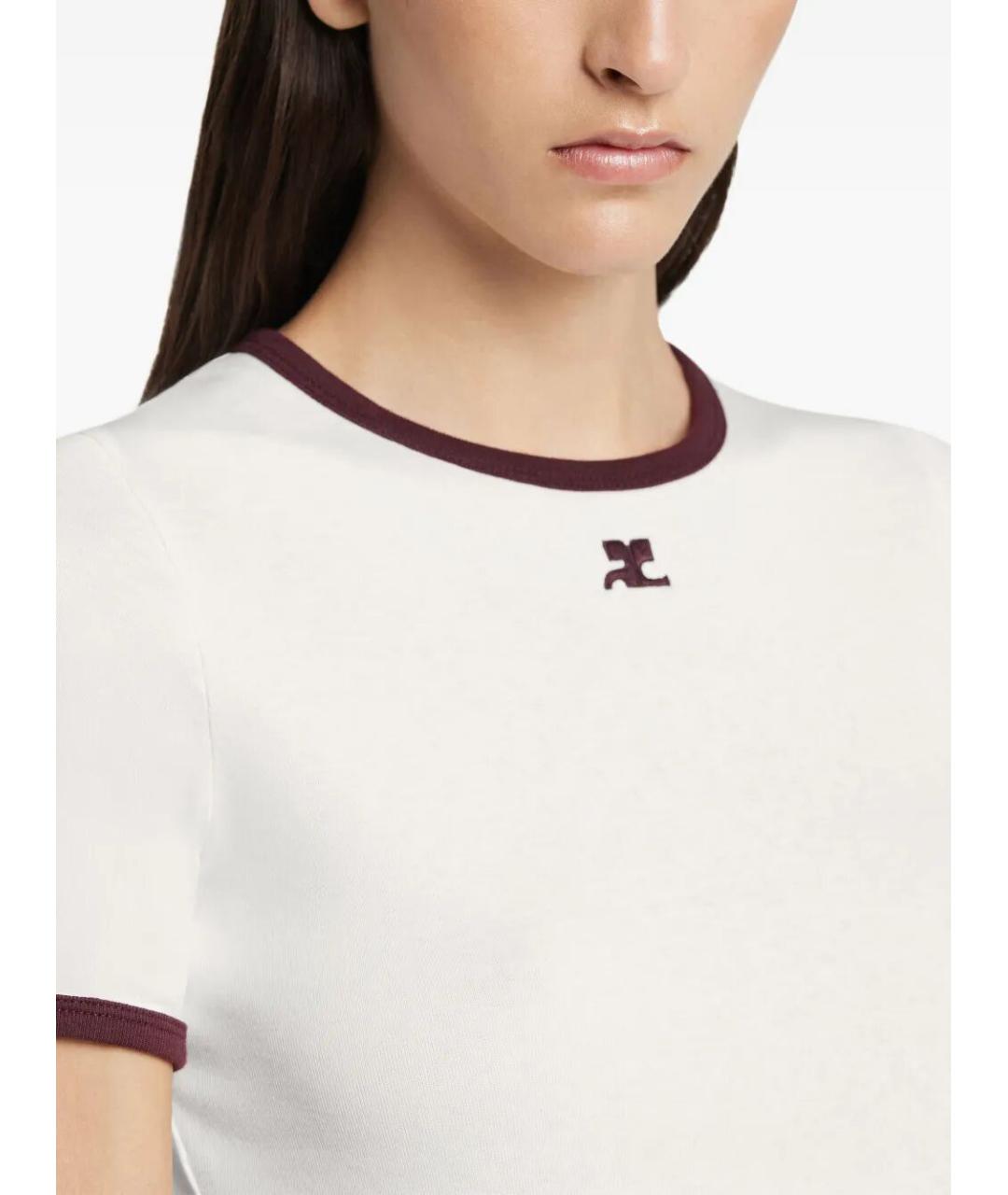 COURREGES Белая хлопковая футболка, фото 3