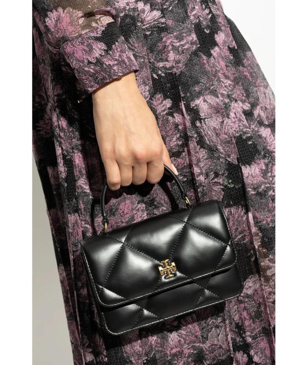 TORY BURCH Черная кожаная сумка с короткими ручками, фото 2