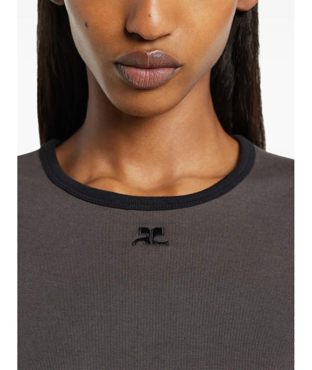 COURREGES Серая хлопковая футболка, фото 4