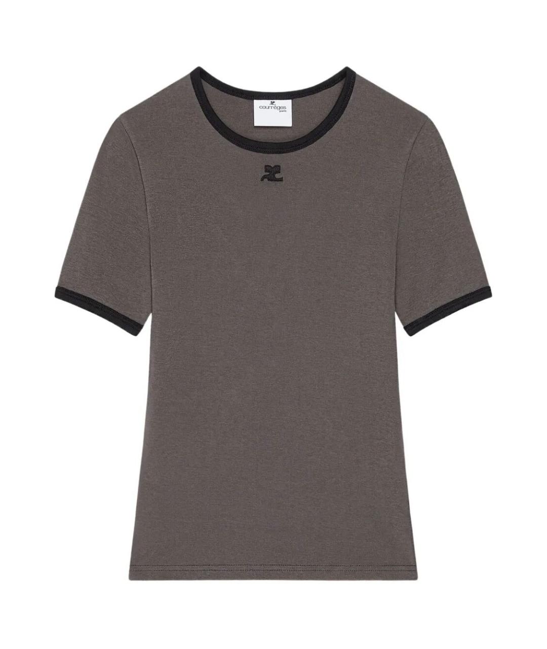 COURREGES Серая хлопковая футболка, фото 1