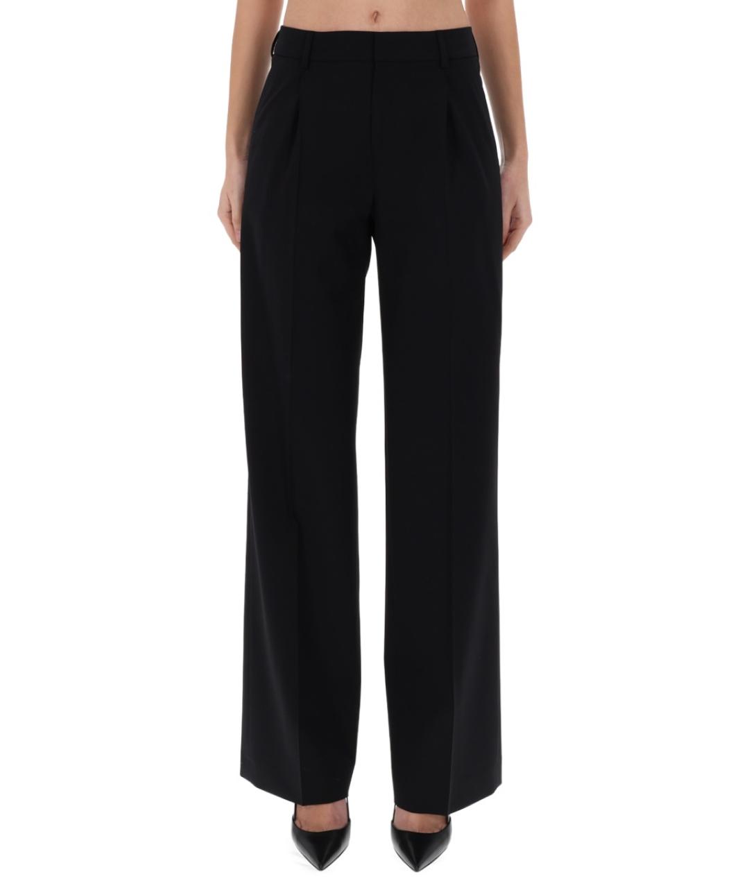 PT TORINO Черные шерстяные прямые брюки, фото 5