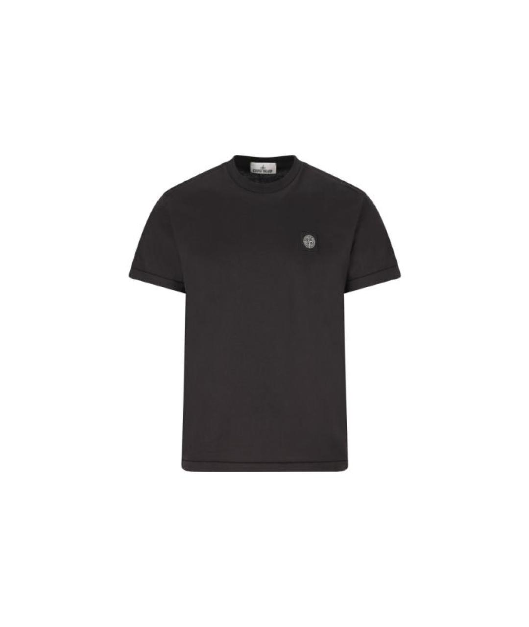 STONE ISLAND Черная хлопковая футболка, фото 1