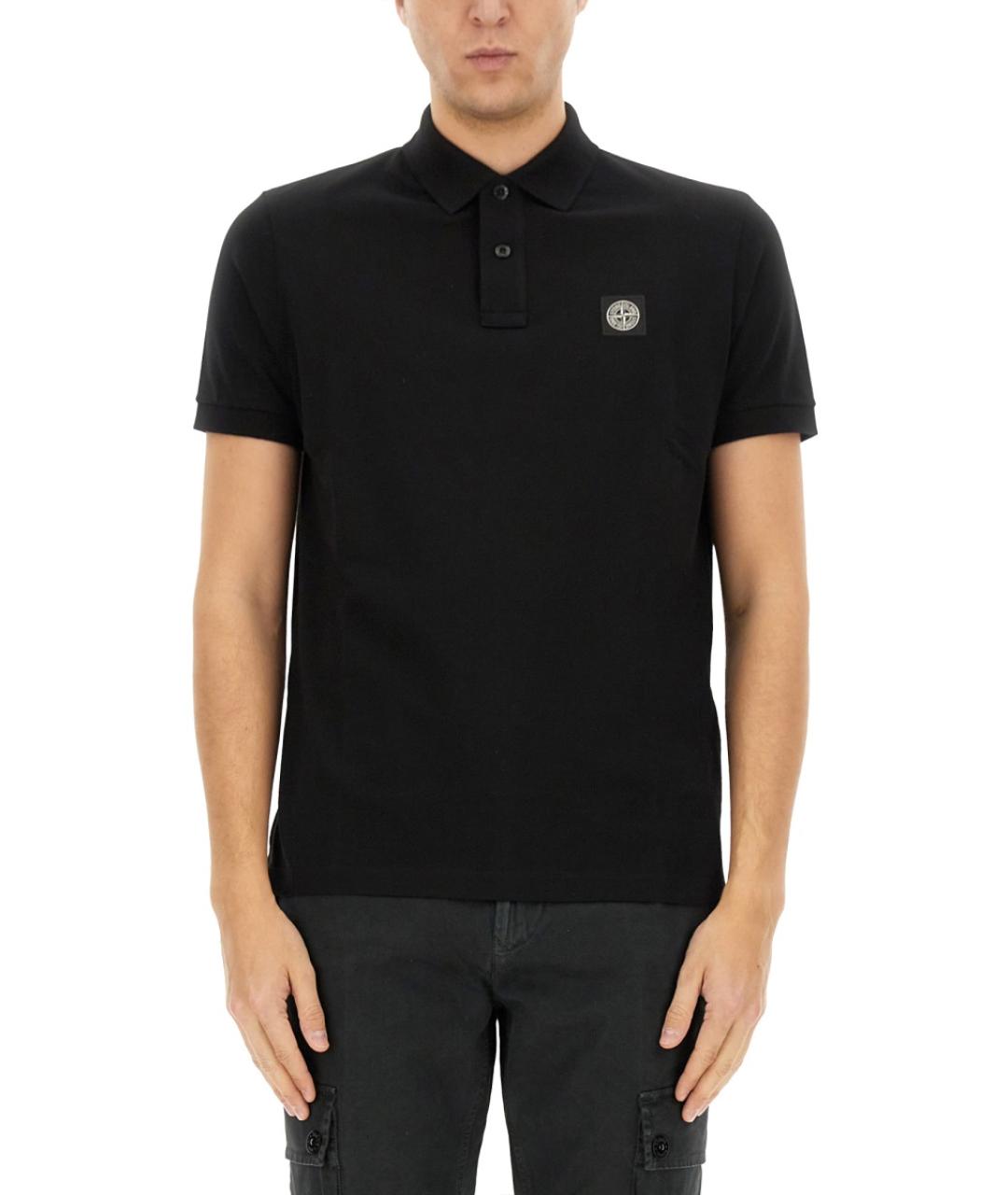 STONE ISLAND Черная хлопковая футболка, фото 4