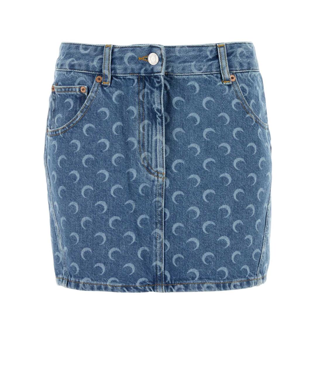 MARINE SERRE Синяя хлопковая юбка мини, фото 1