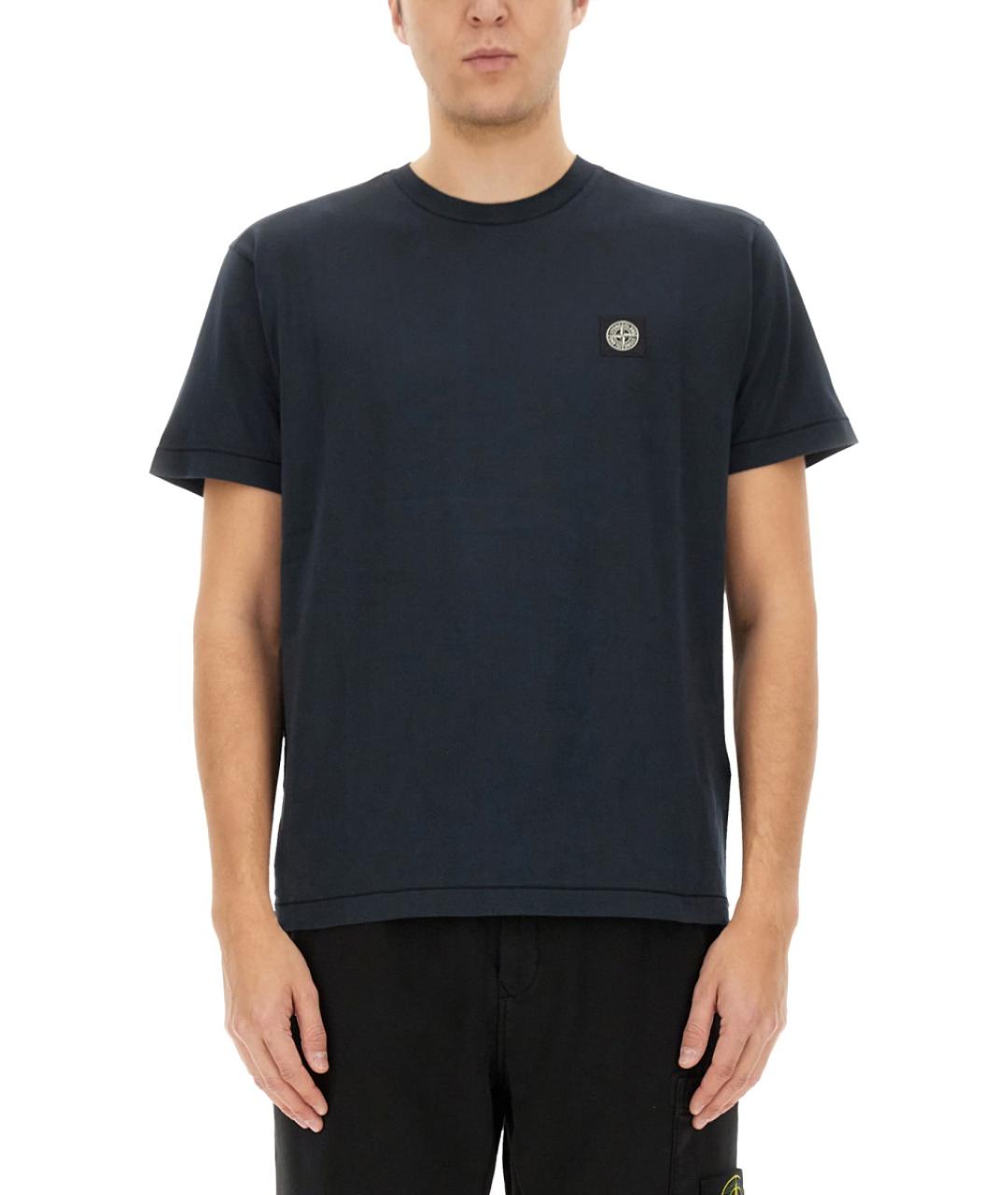 STONE ISLAND Синяя хлопковая футболка, фото 2