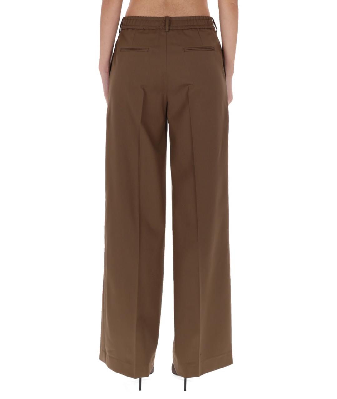 PT TORINO Коричневые шерстяные прямые брюки, фото 3