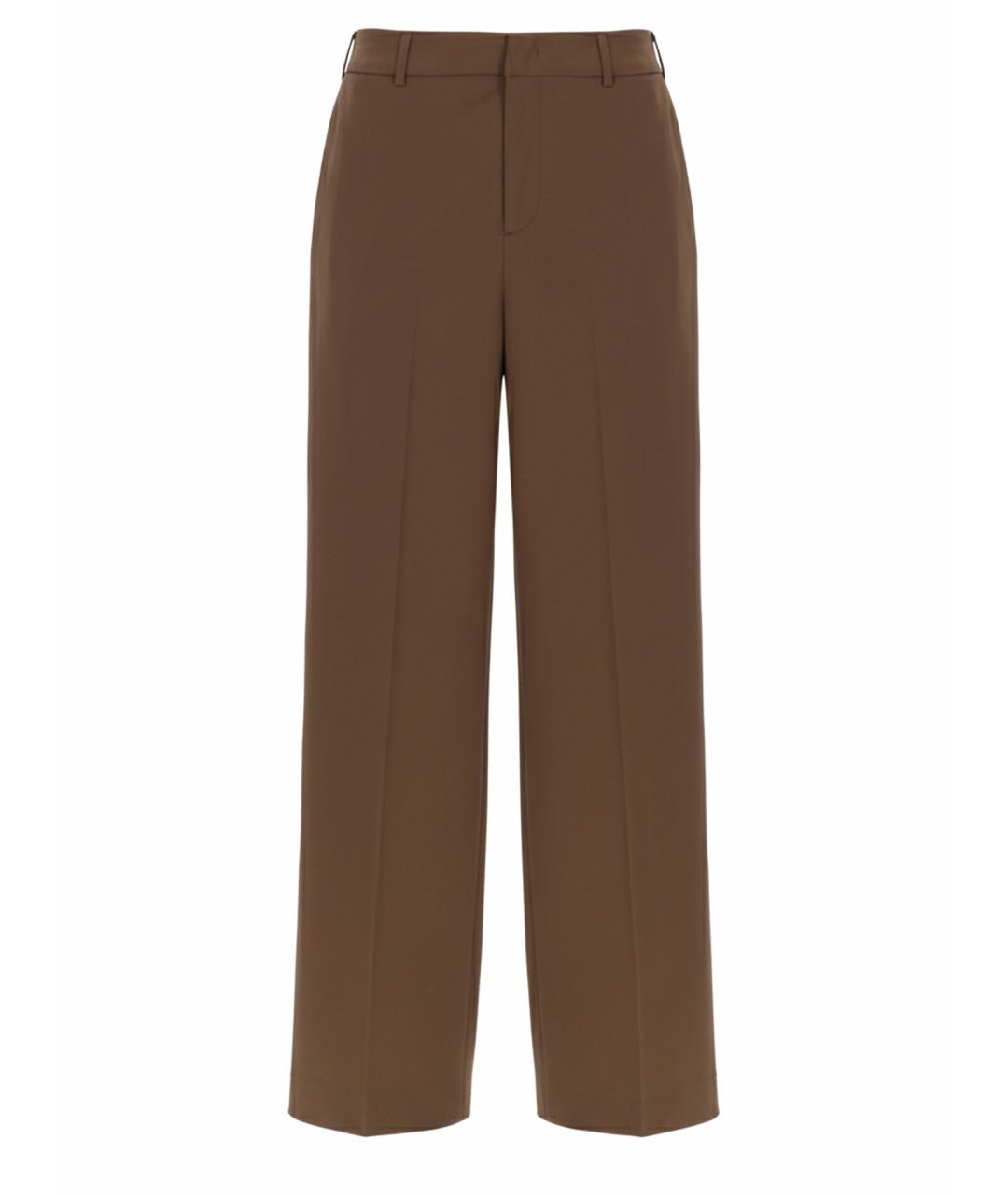 PT TORINO Коричневые шерстяные прямые брюки, фото 1