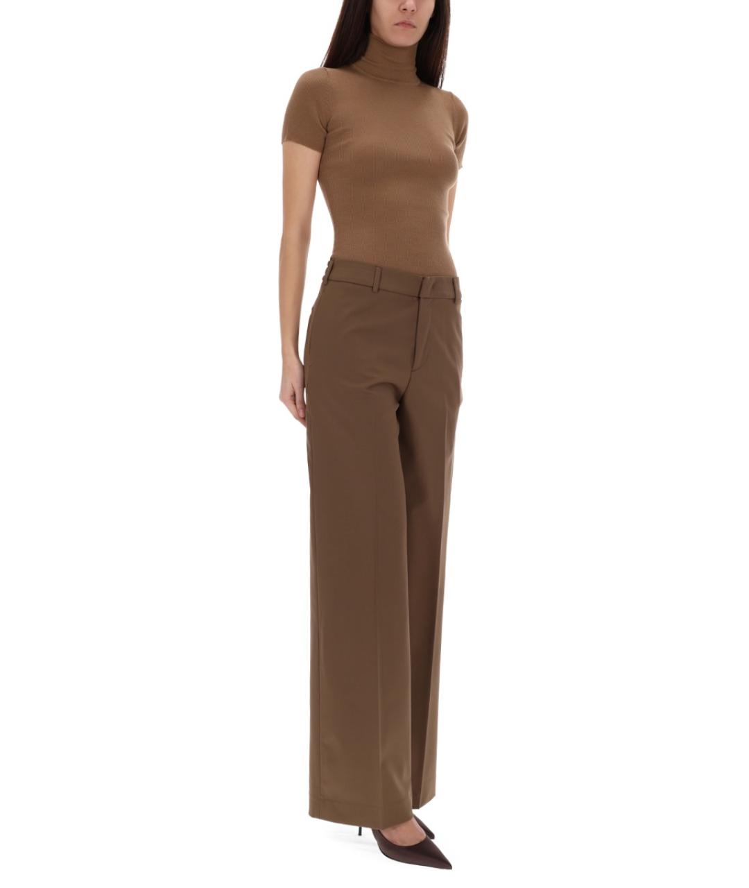 PT TORINO Коричневые шерстяные прямые брюки, фото 4