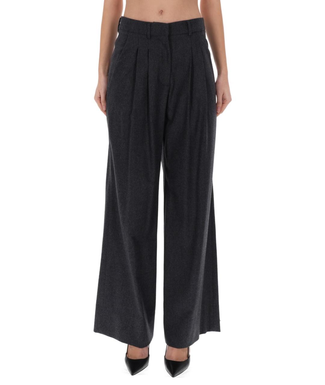 PT TORINO Серые шерстяные прямые брюки, фото 5