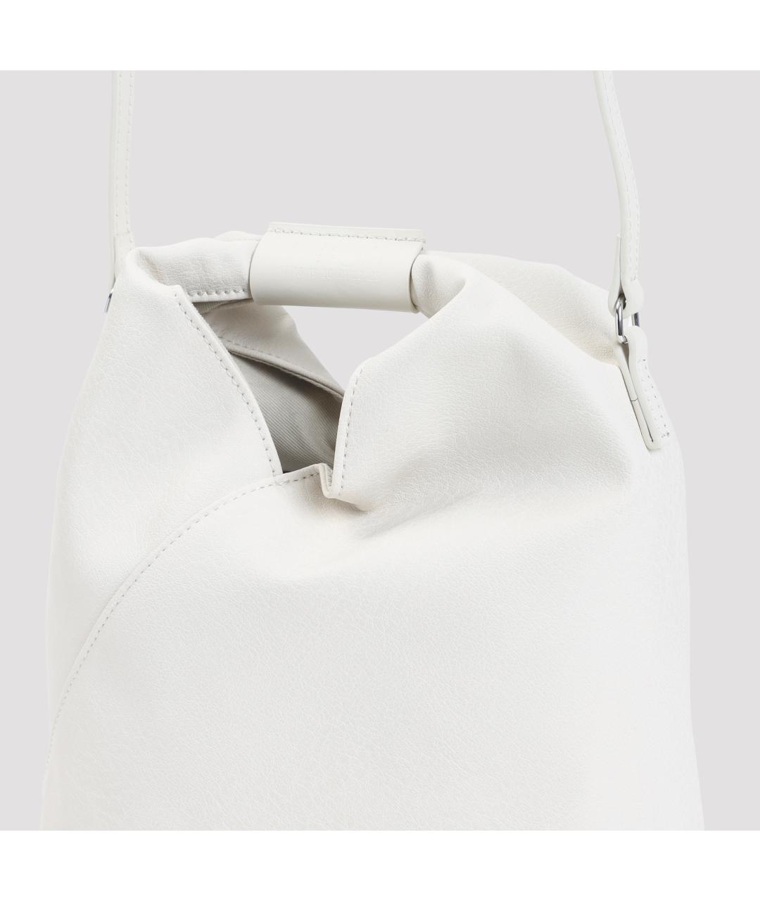 MM6 MAISON MARGIELA Белая кожаная сумка с короткими ручками, фото 4
