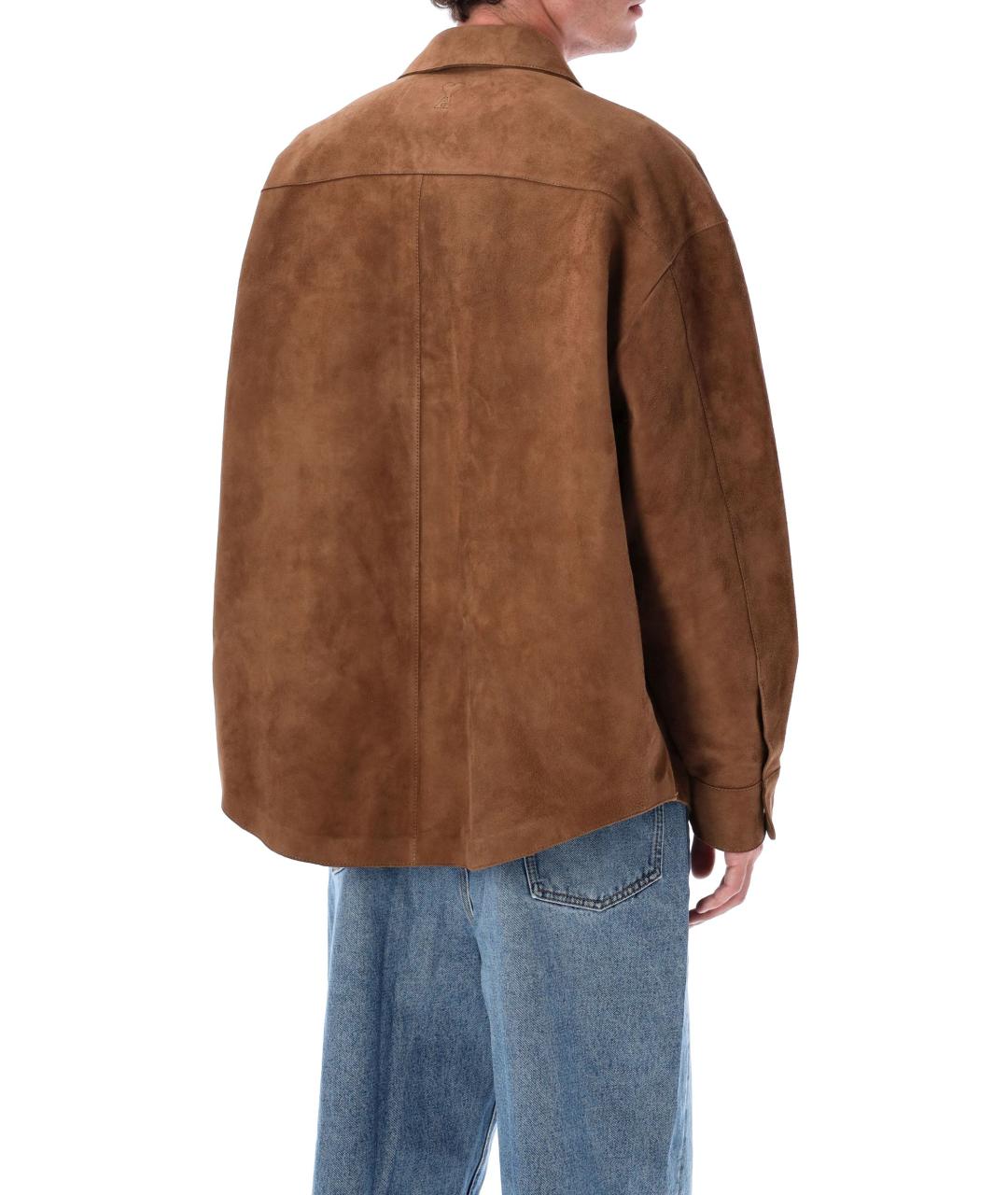 Ami Paris Коричневая кожаная рубашка, фото 3