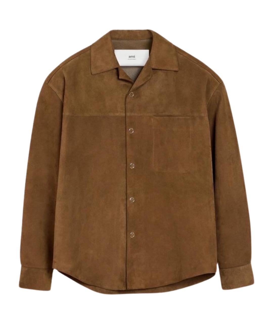 Ami Paris Коричневая кожаная рубашка, фото 1