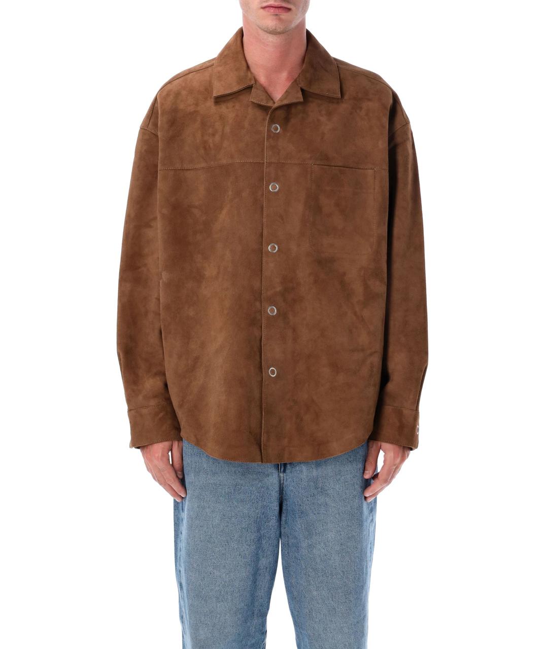 Ami Paris Коричневая кожаная рубашка, фото 2