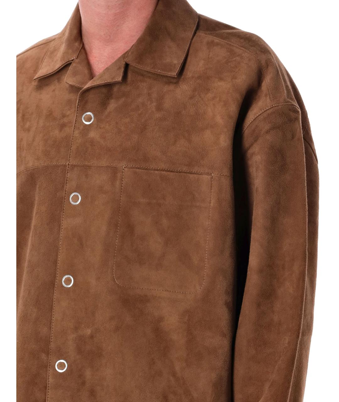 Ami Paris Коричневая кожаная рубашка, фото 4