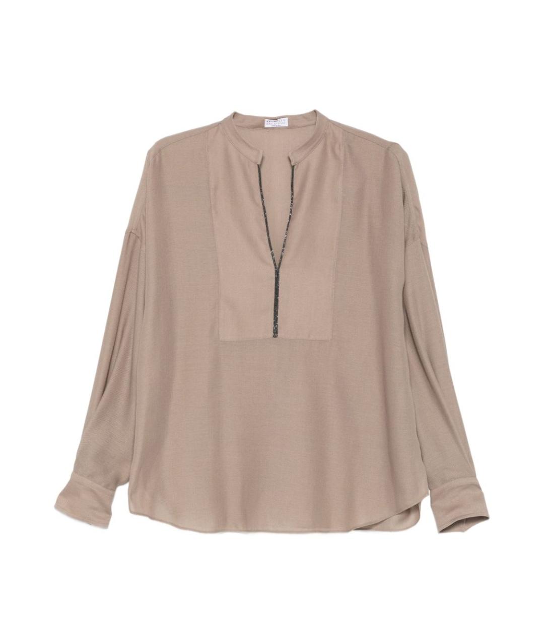 BRUNELLO CUCINELLI Бежевая полиэстеровая блузы, фото 1