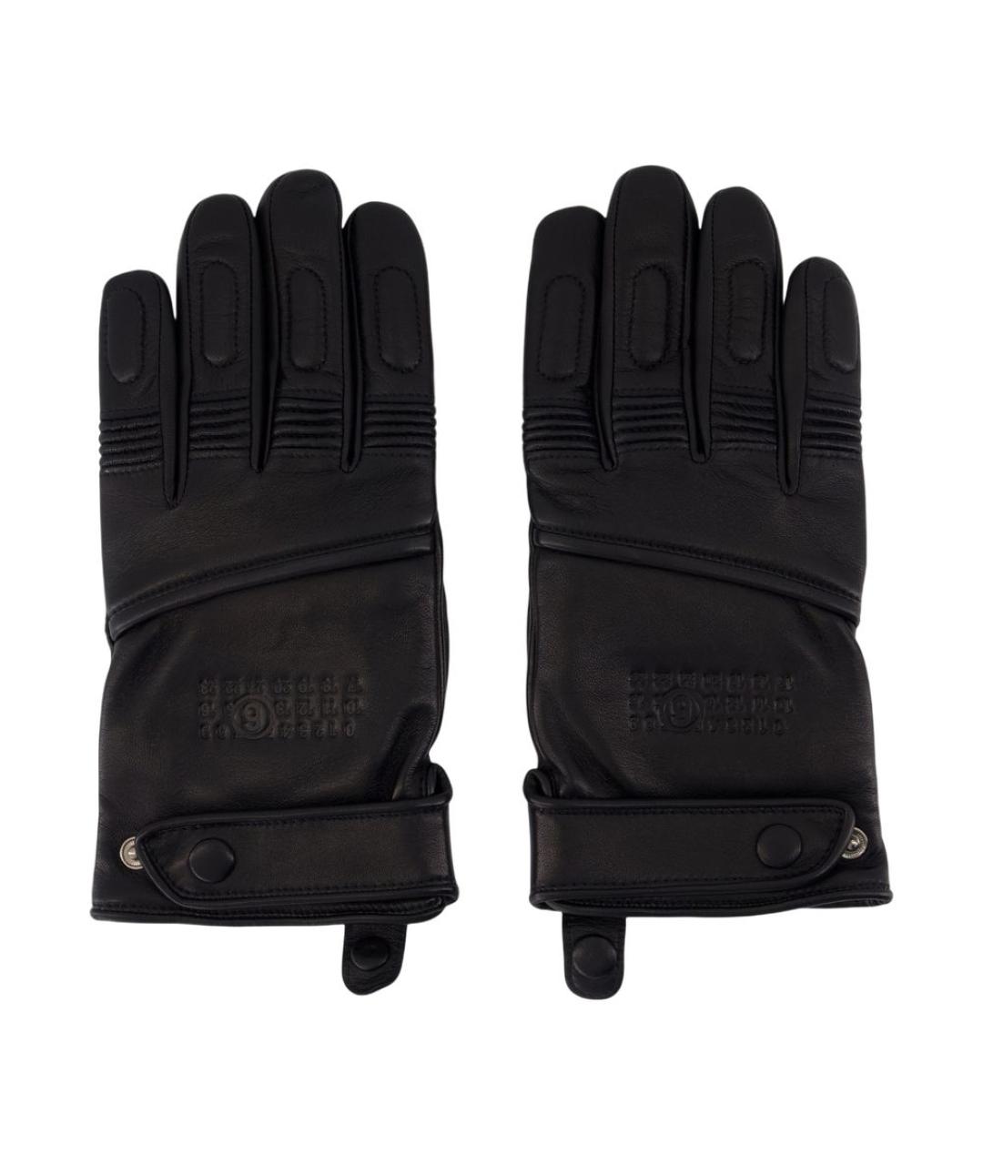 MM6 MAISON MARGIELA Черные кожаные перчатки, фото 1