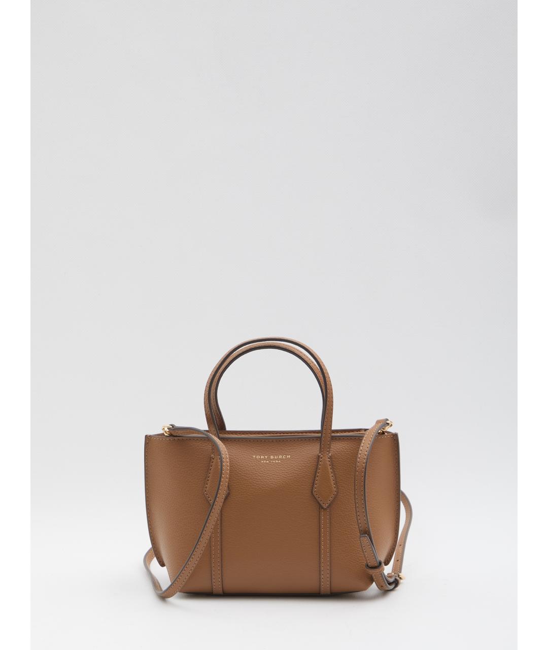 TORY BURCH Коричневая кожаная сумка с короткими ручками, фото 5