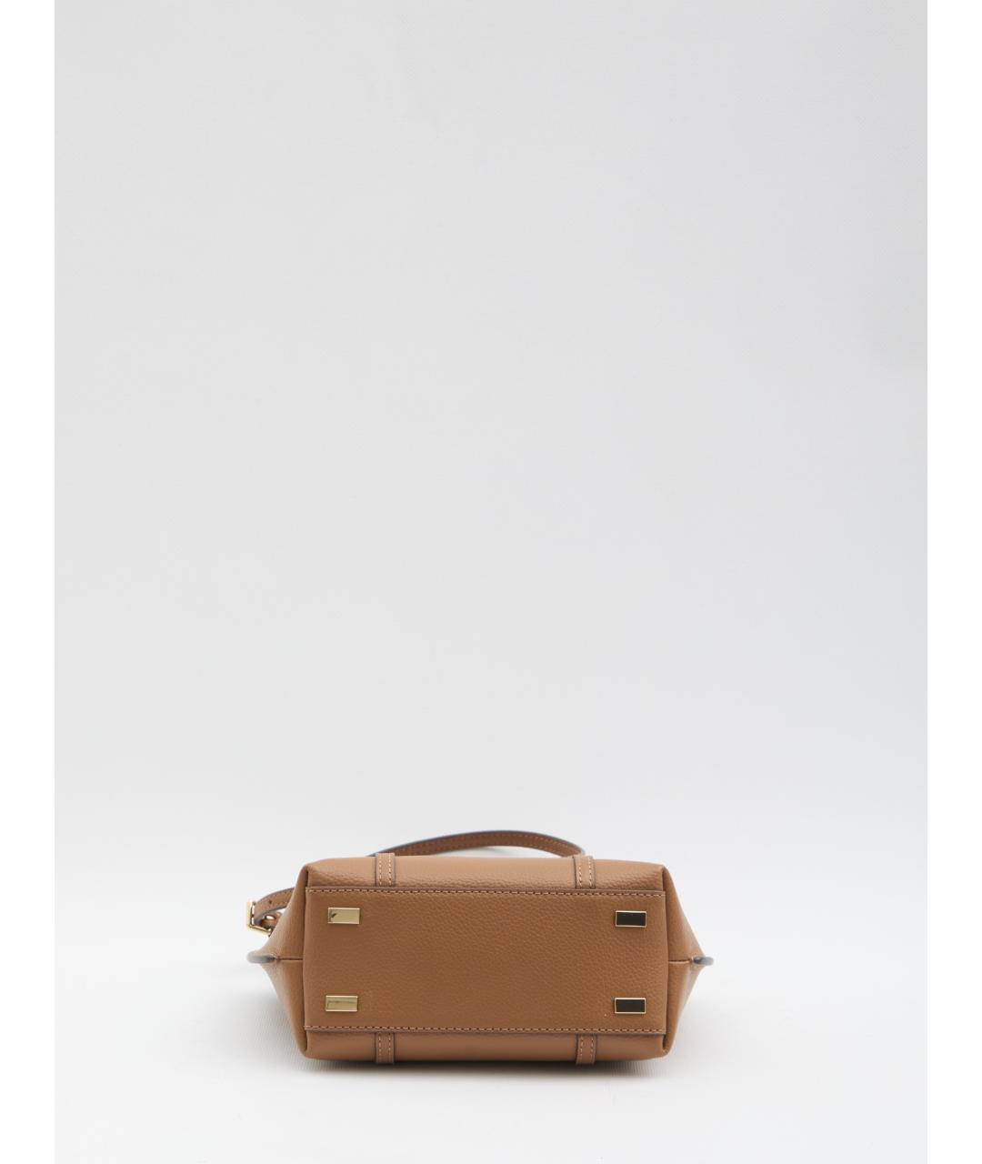 TORY BURCH Коричневая кожаная сумка с короткими ручками, фото 3