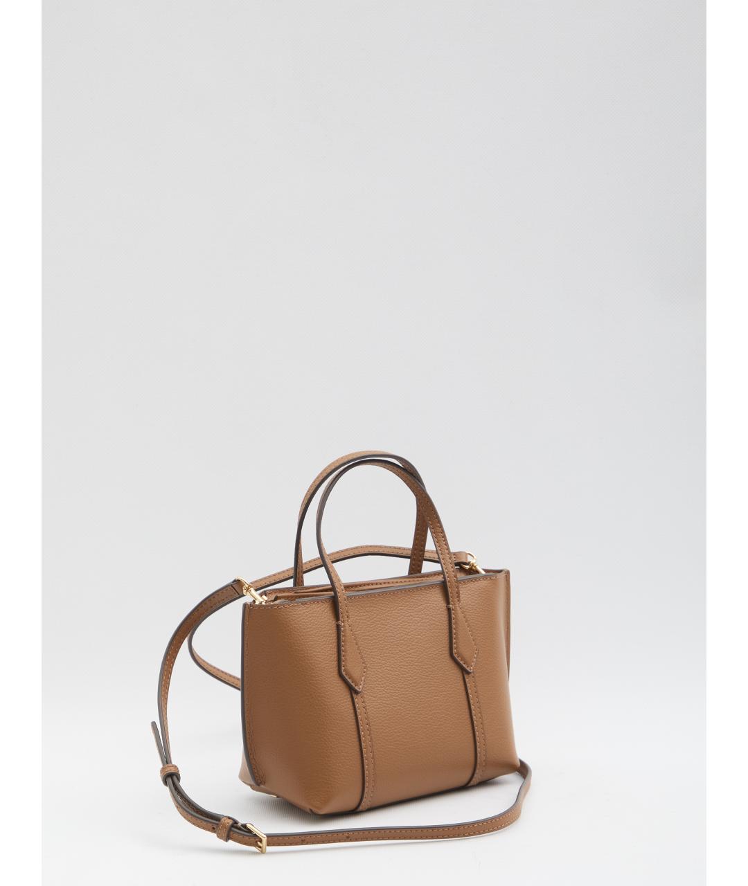 TORY BURCH Коричневая кожаная сумка с короткими ручками, фото 2