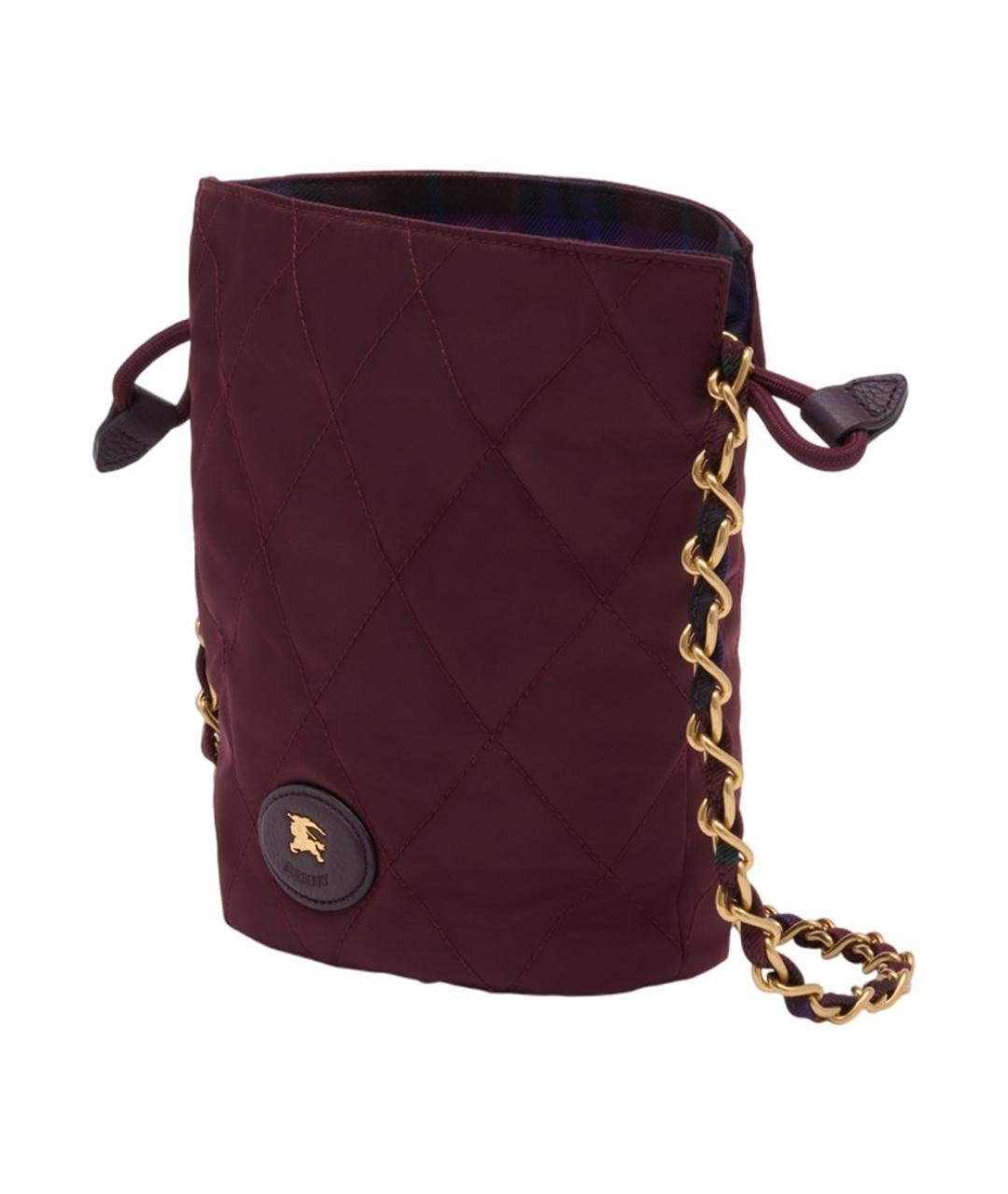 BURBERRY Бордовая синтетическая сумка через плечо, фото 2