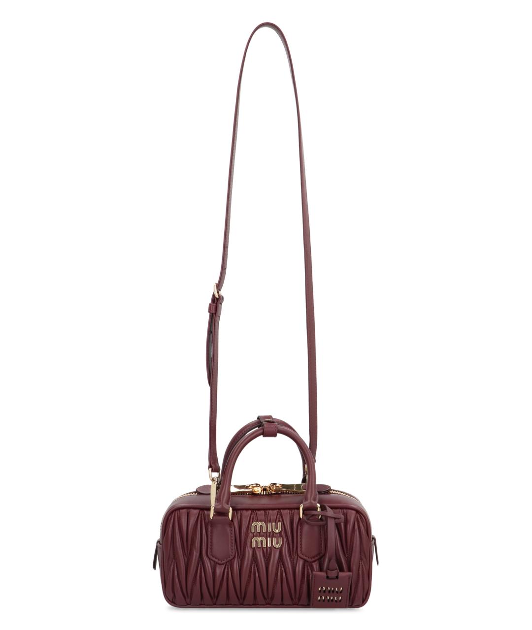 MIU MIU Бордовая кожаная сумка с короткими ручками, фото 5