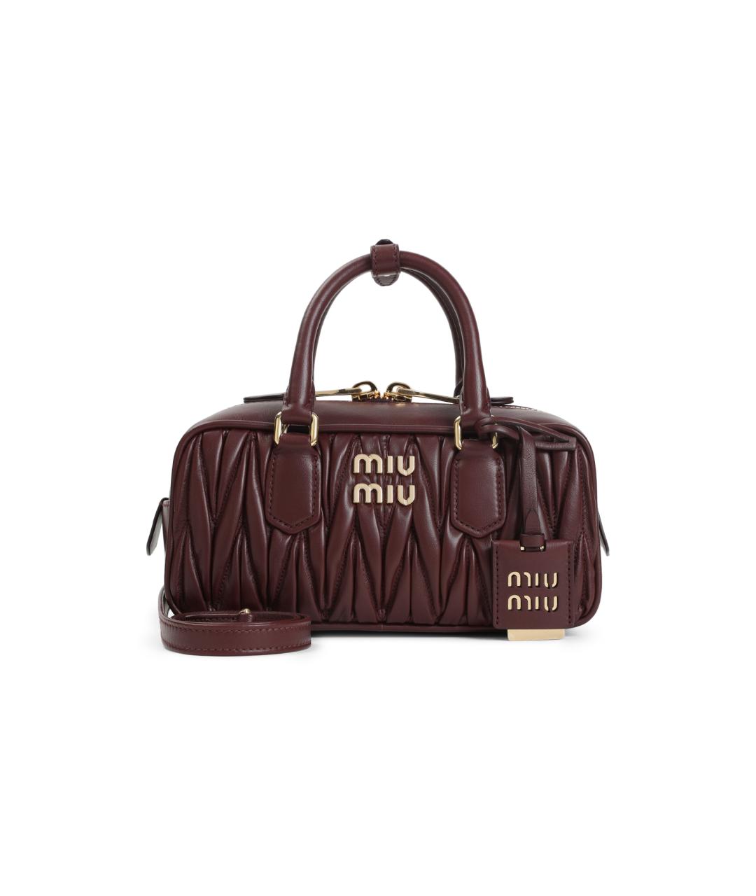 MIU MIU Бордовая кожаная сумка с короткими ручками, фото 1