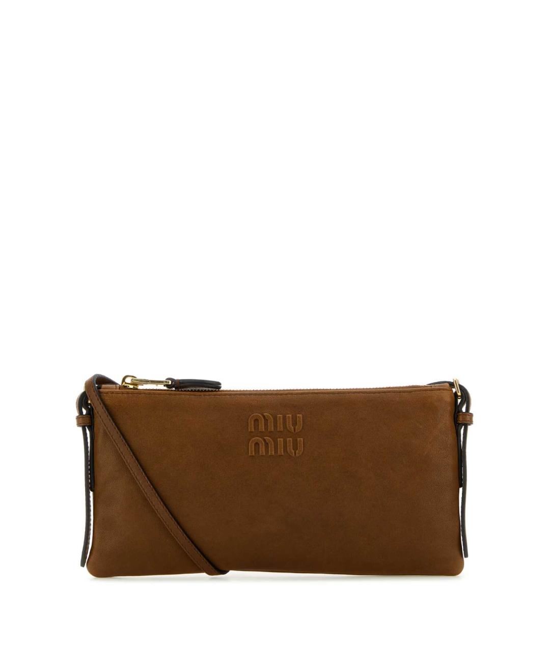 MIU MIU Коричневая кожаная сумка через плечо, фото 1